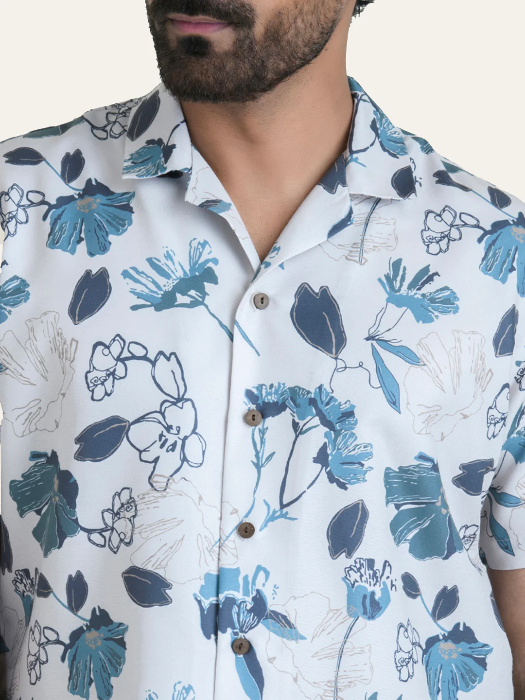 Blue Printed Rayon Shirt - Image 4