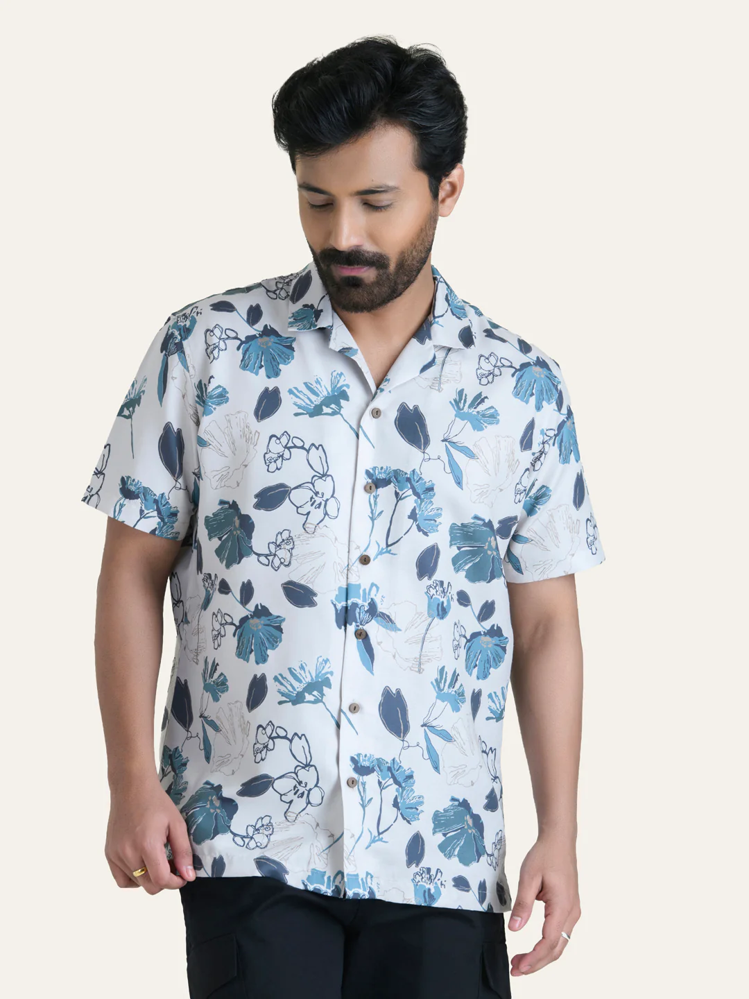 Blue Printed Rayon Shirt - Image 5