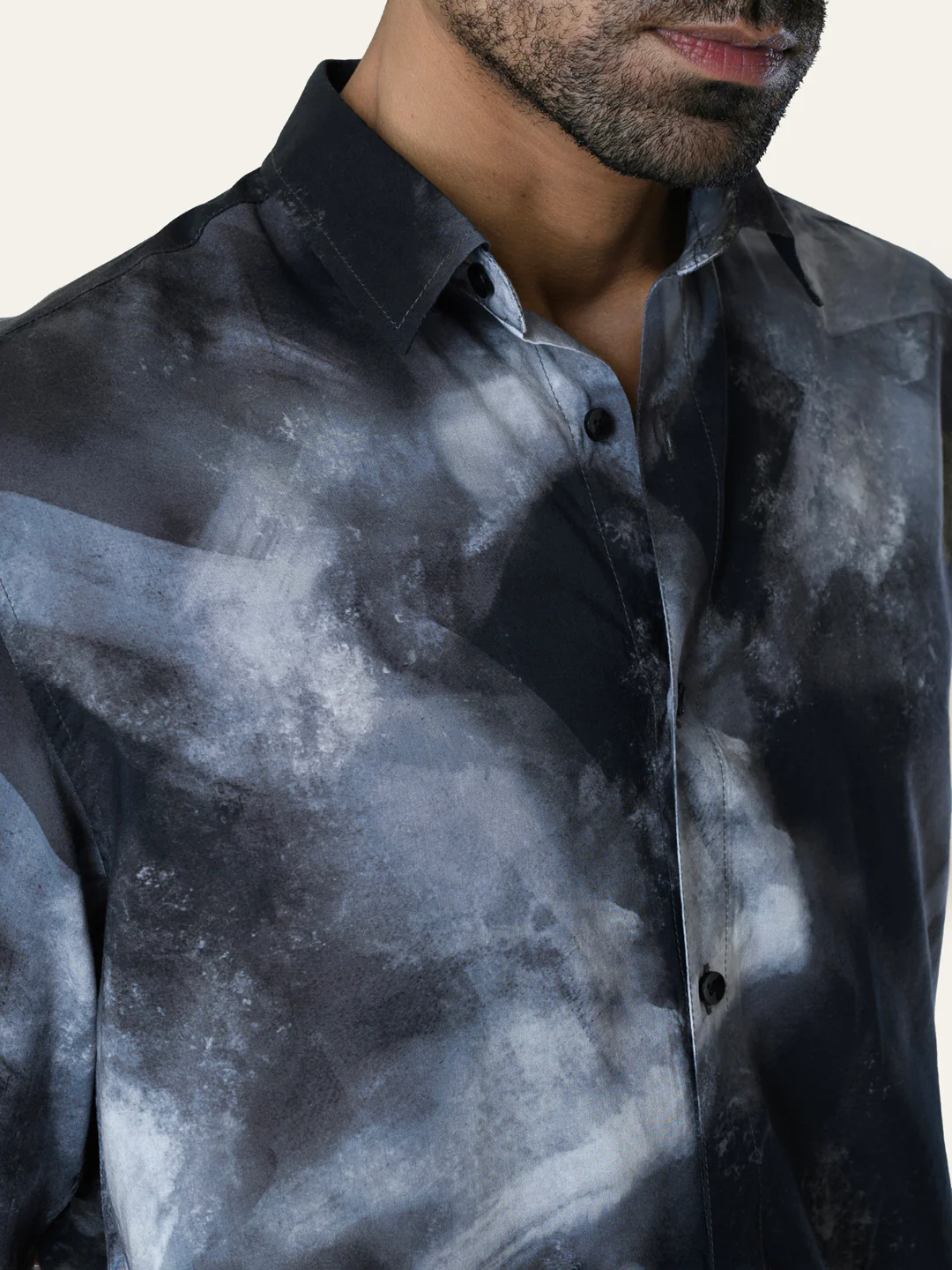 Black Abstract Printed Slim Fit Cotton Shirt - Image 4