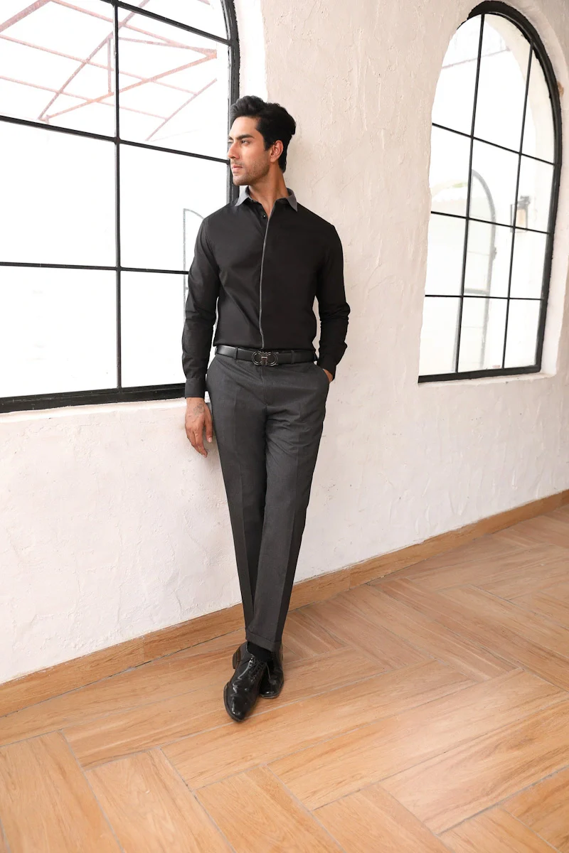 Black Cut & Sew Cotton Shirt - Image 3