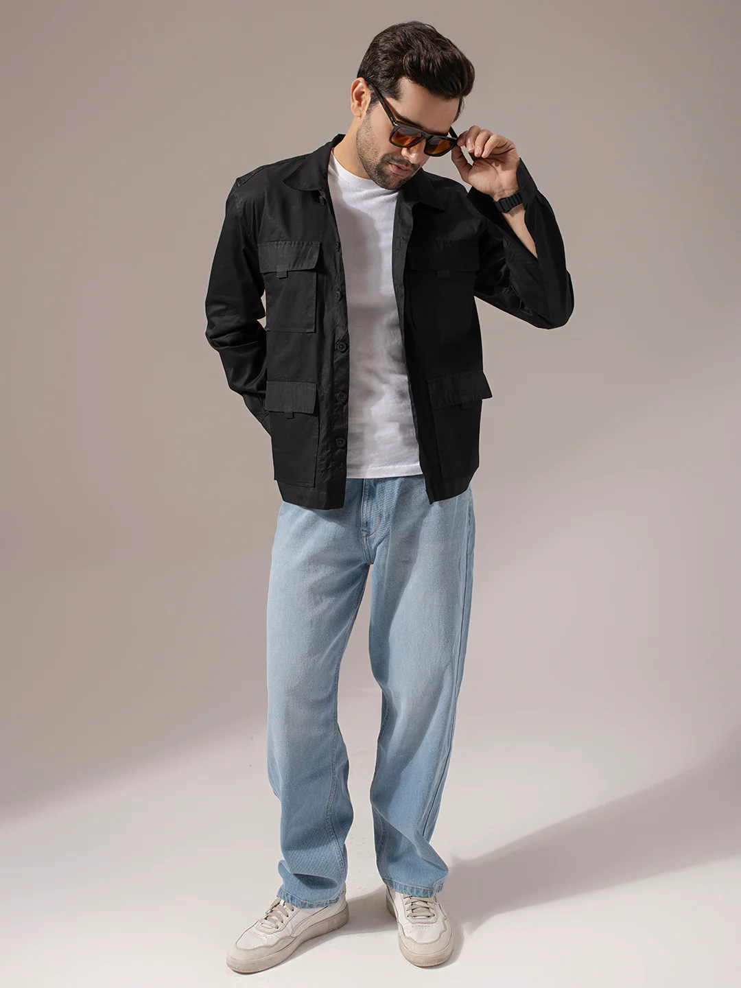 Black Four pocket Utility Box Fit Shacket - Image 6