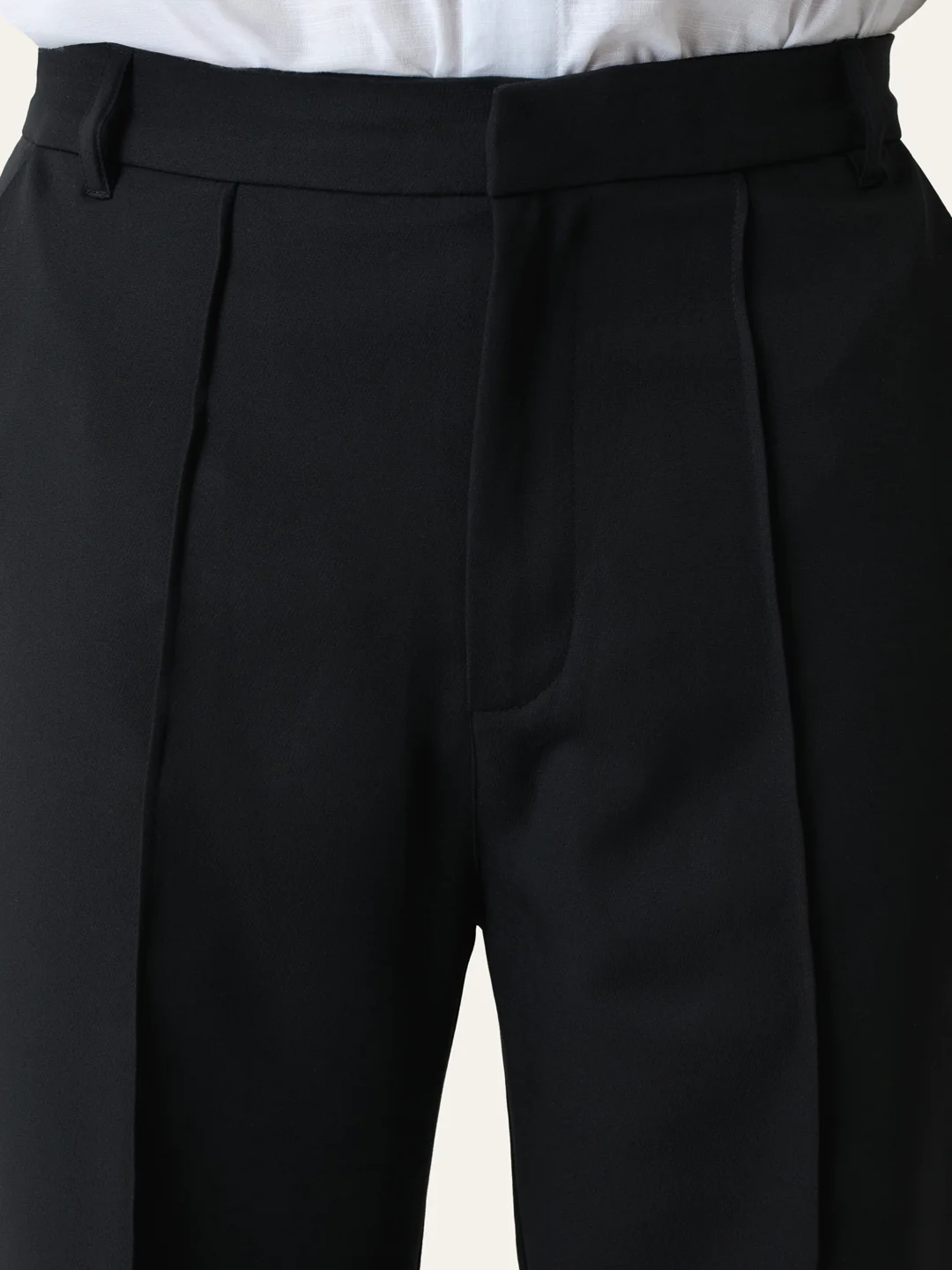 Black Solid Pintuck Korean Pants - Image 3