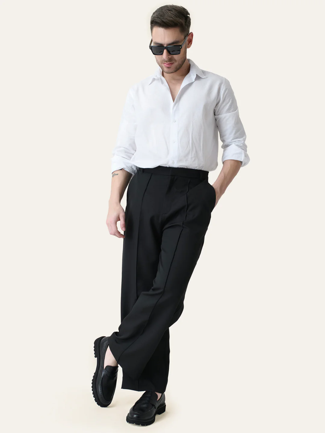 Black Solid Pintuck Korean Pants - Image 5