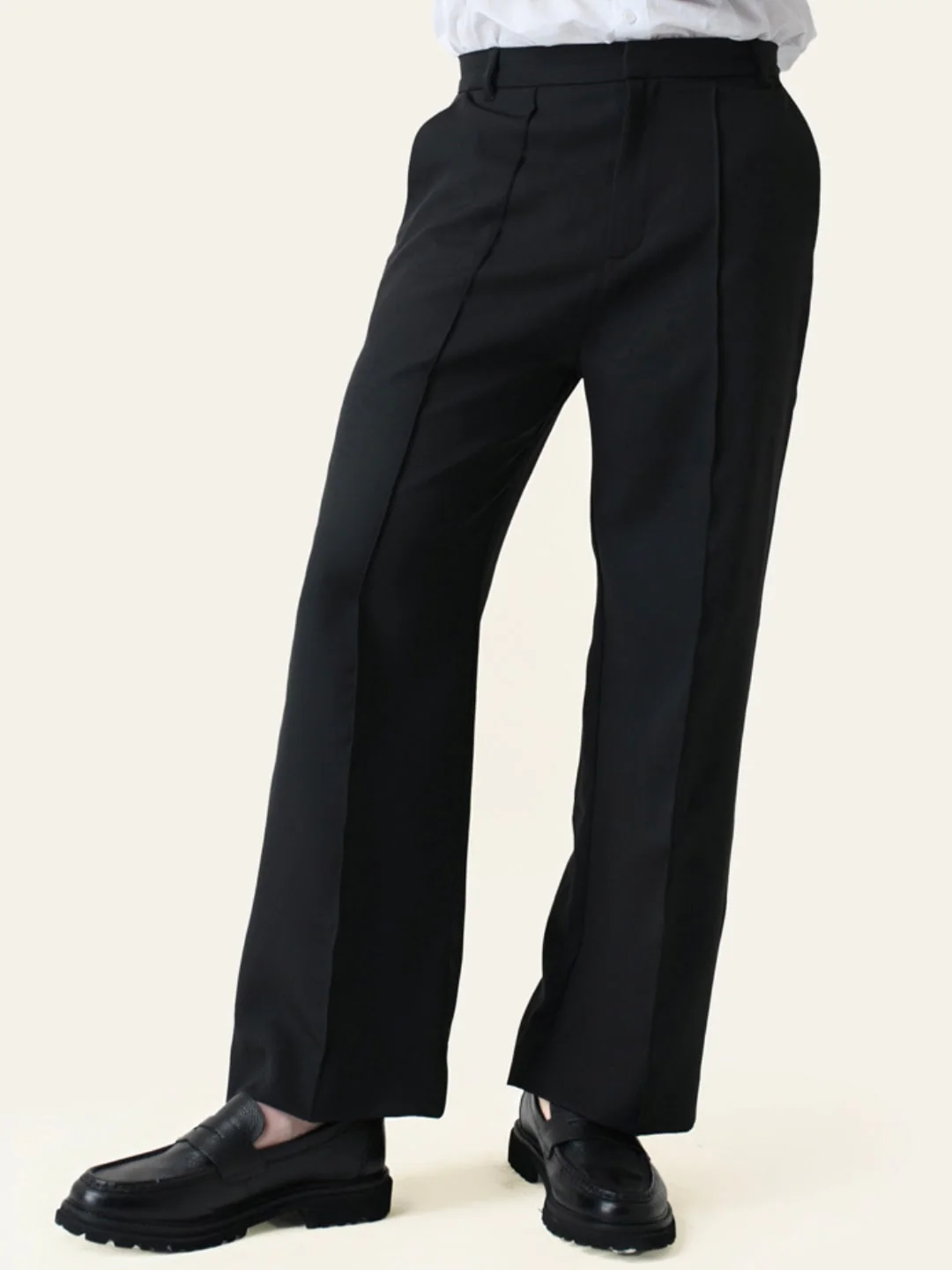 Black Solid Pintuck Korean Pants - Image 6