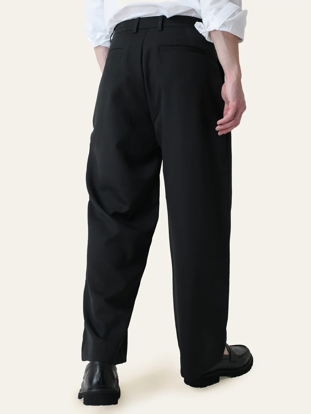Black Solid Pleated Korean Pant - Image 4