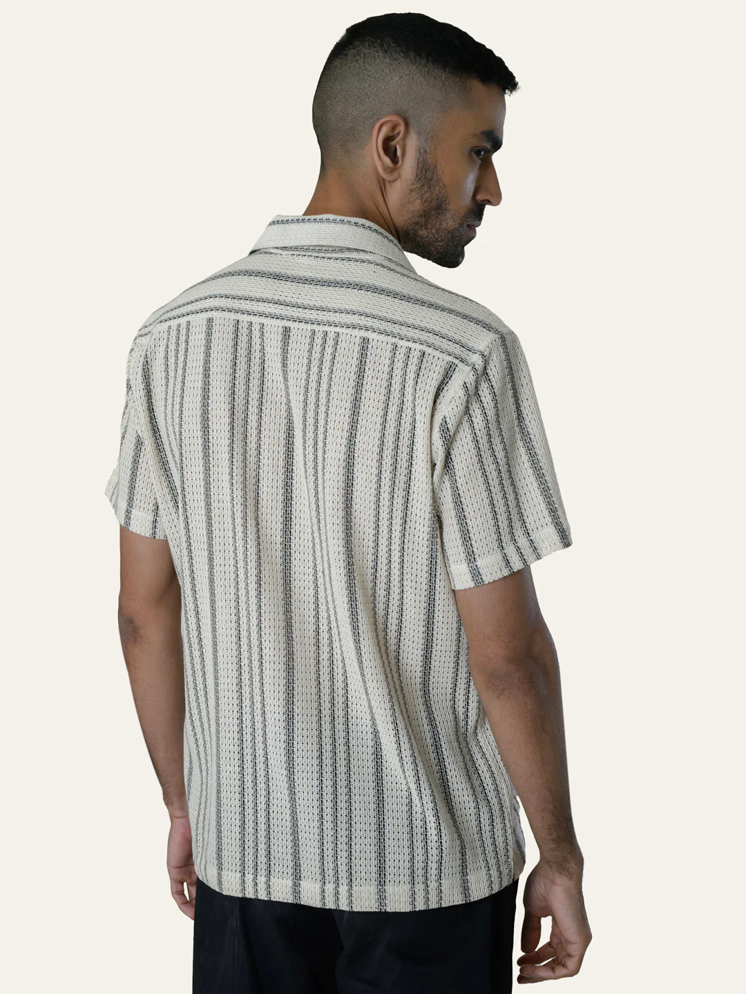 Black Texture Printed Crochet Shirt - Image 3