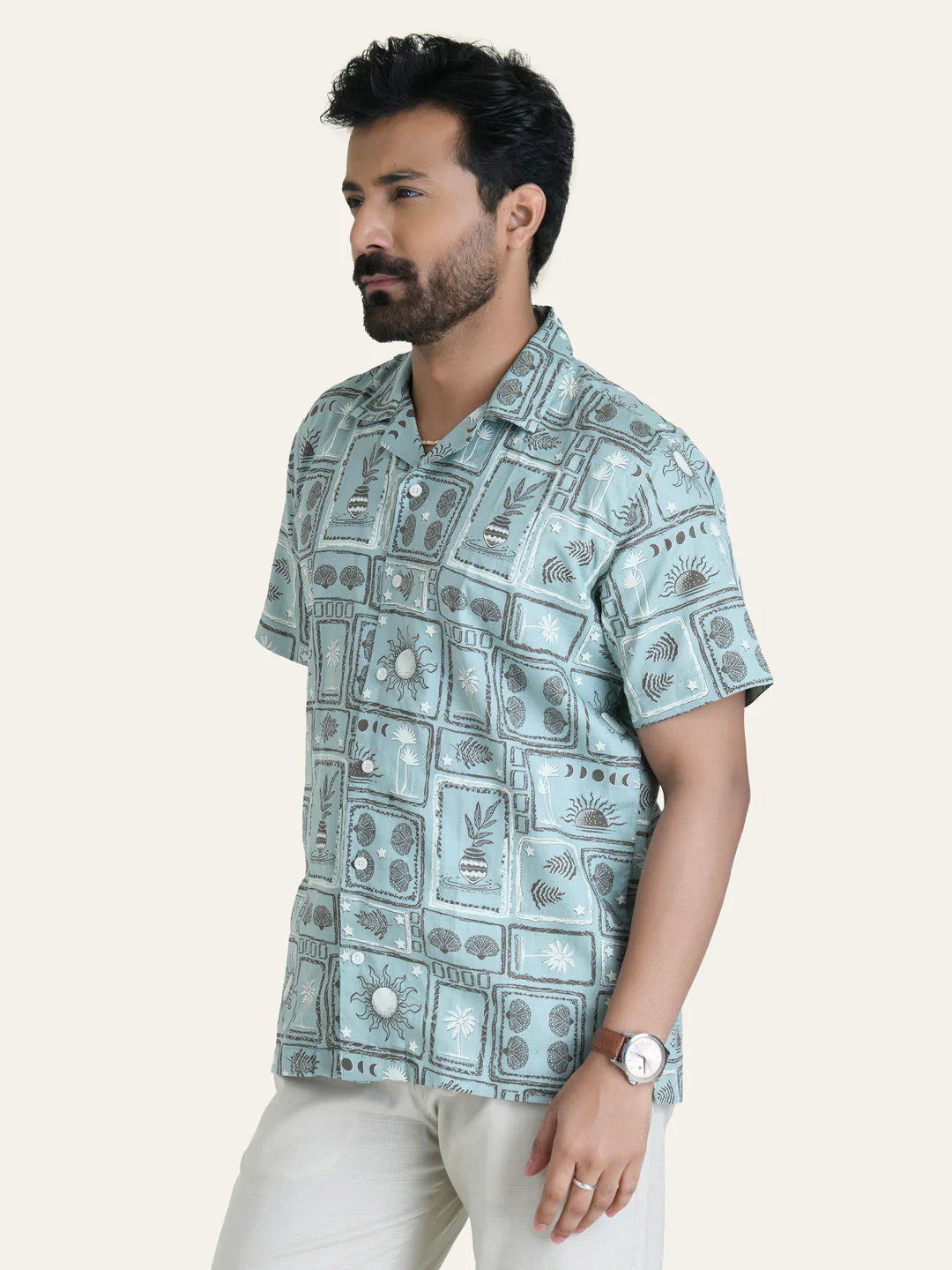 Blue Printed Cotton Shirt - Image 3