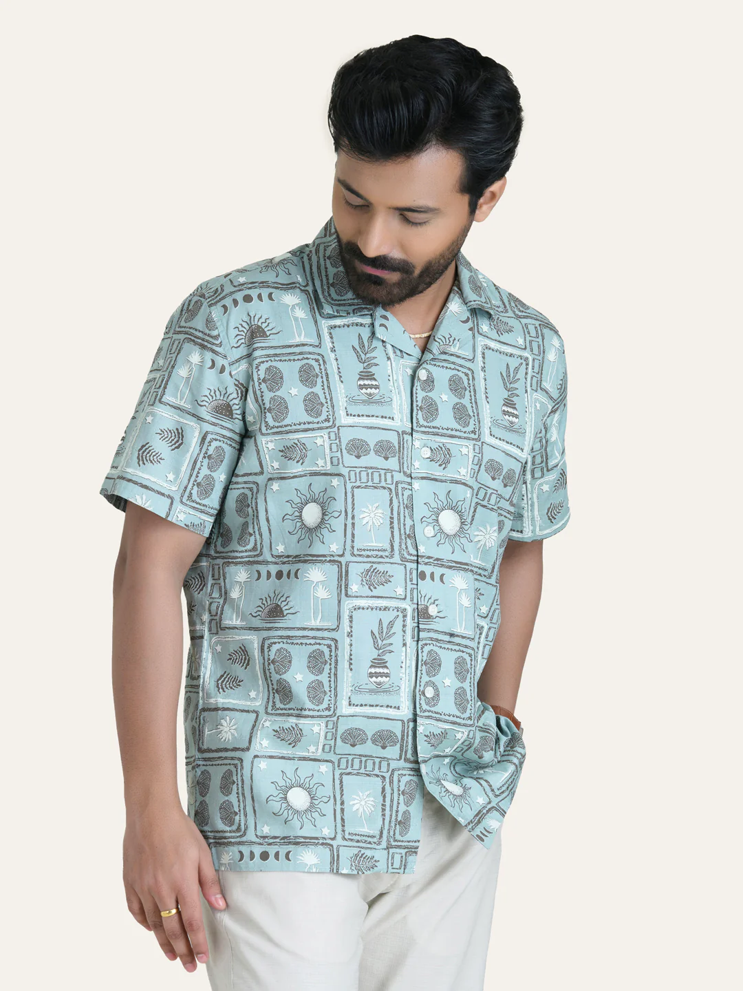 Blue Printed Cotton Shirt - Image 4