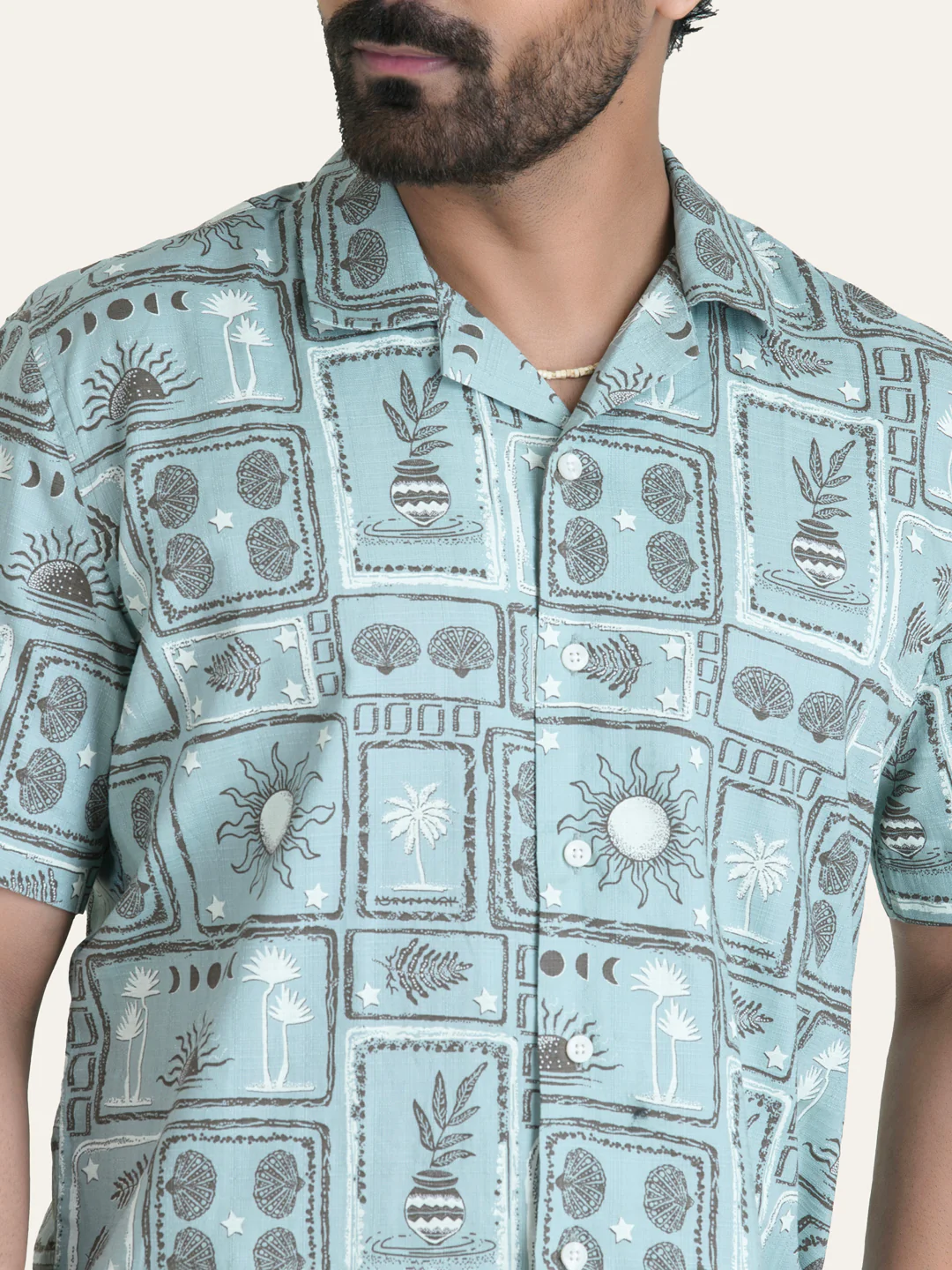 Blue Printed Cotton Shirt - Image 5