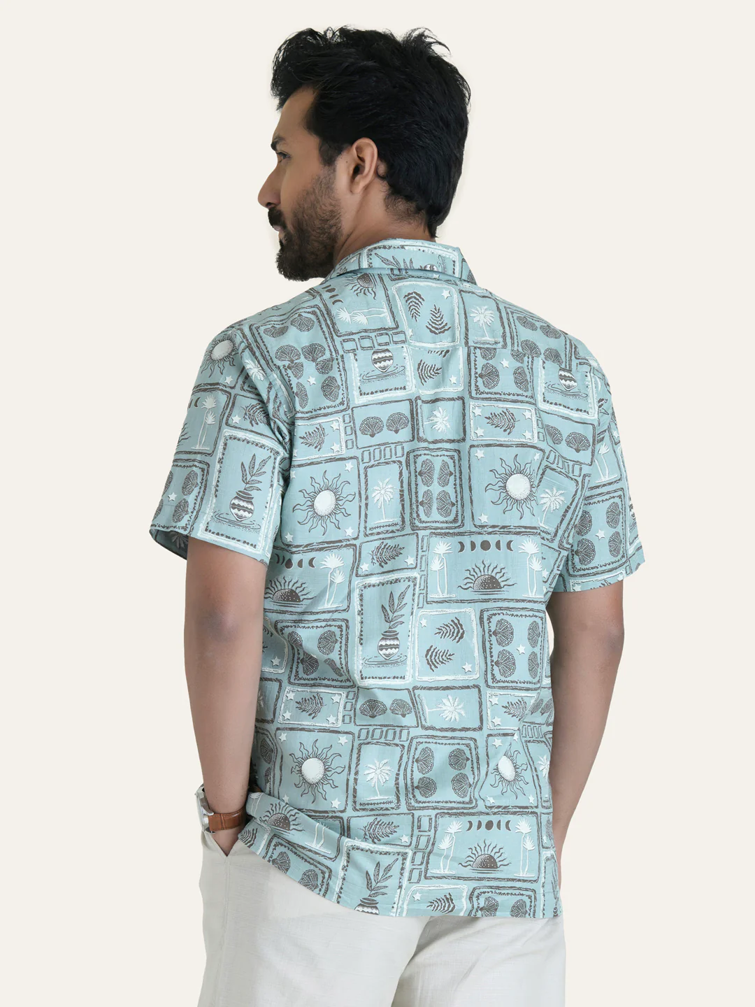 Blue Printed Cotton Shirt - Image 6