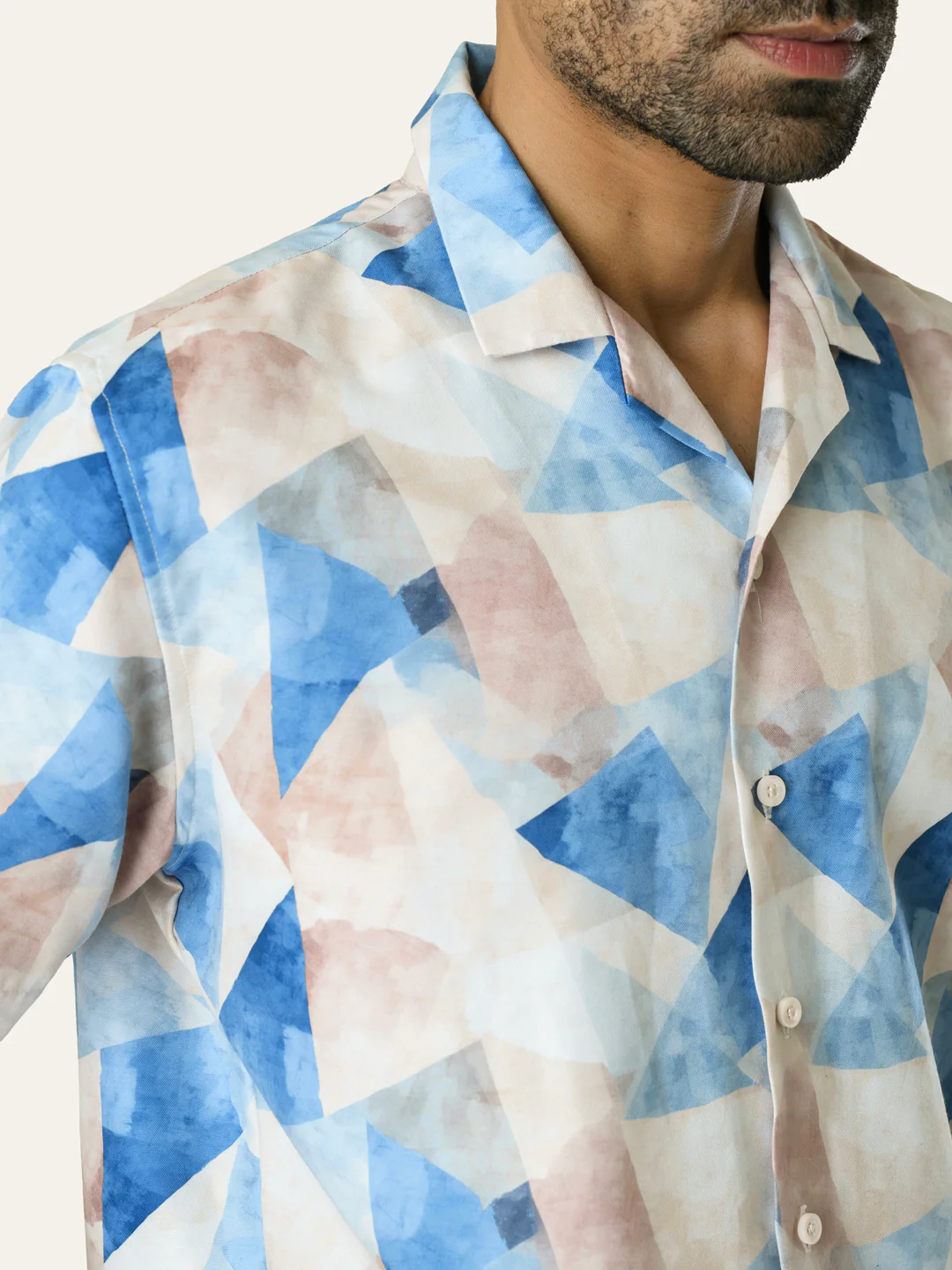 Blue Printed Rayon Shirt - Image 3