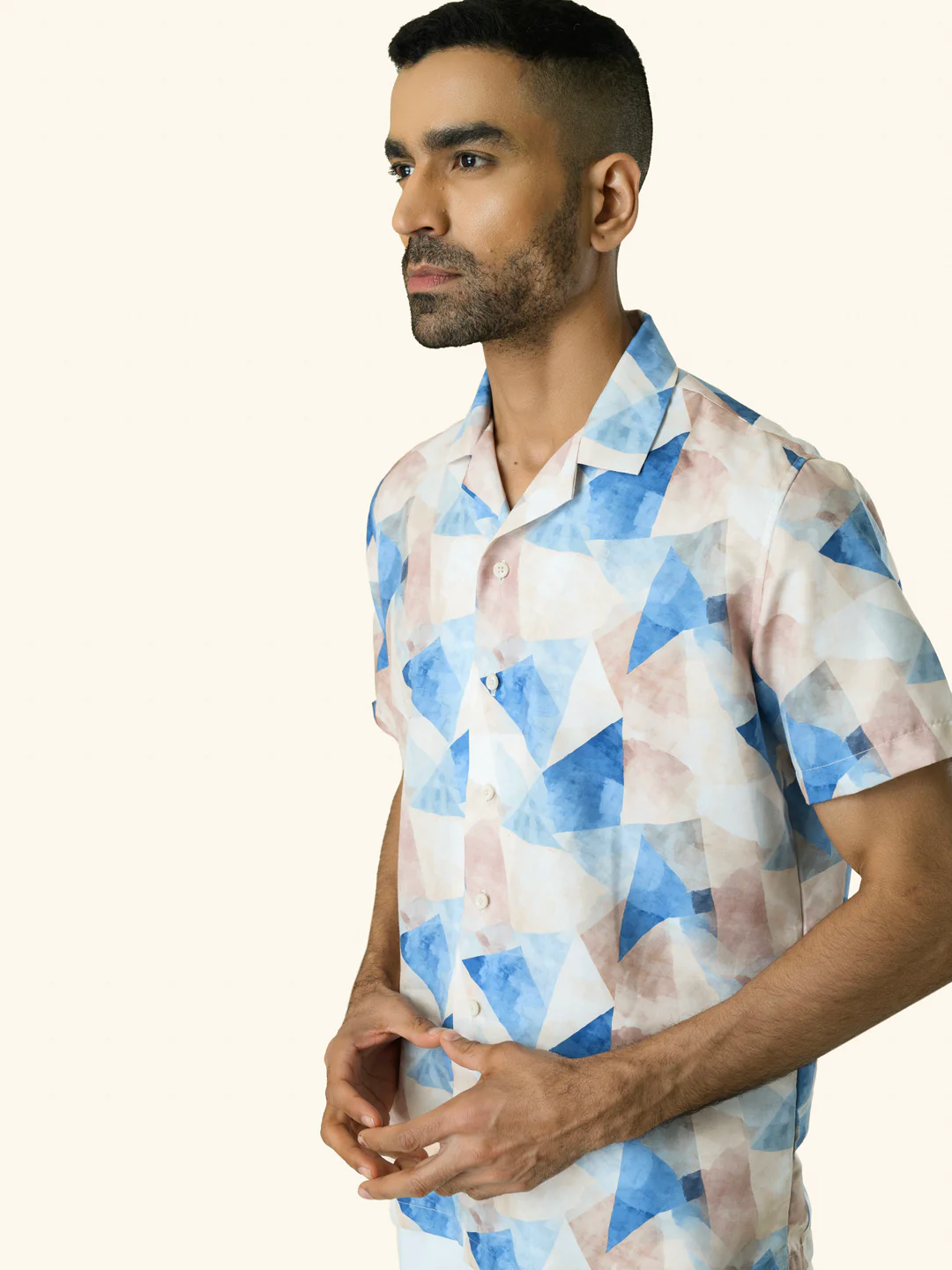Blue Printed Rayon Shirt - Image 4