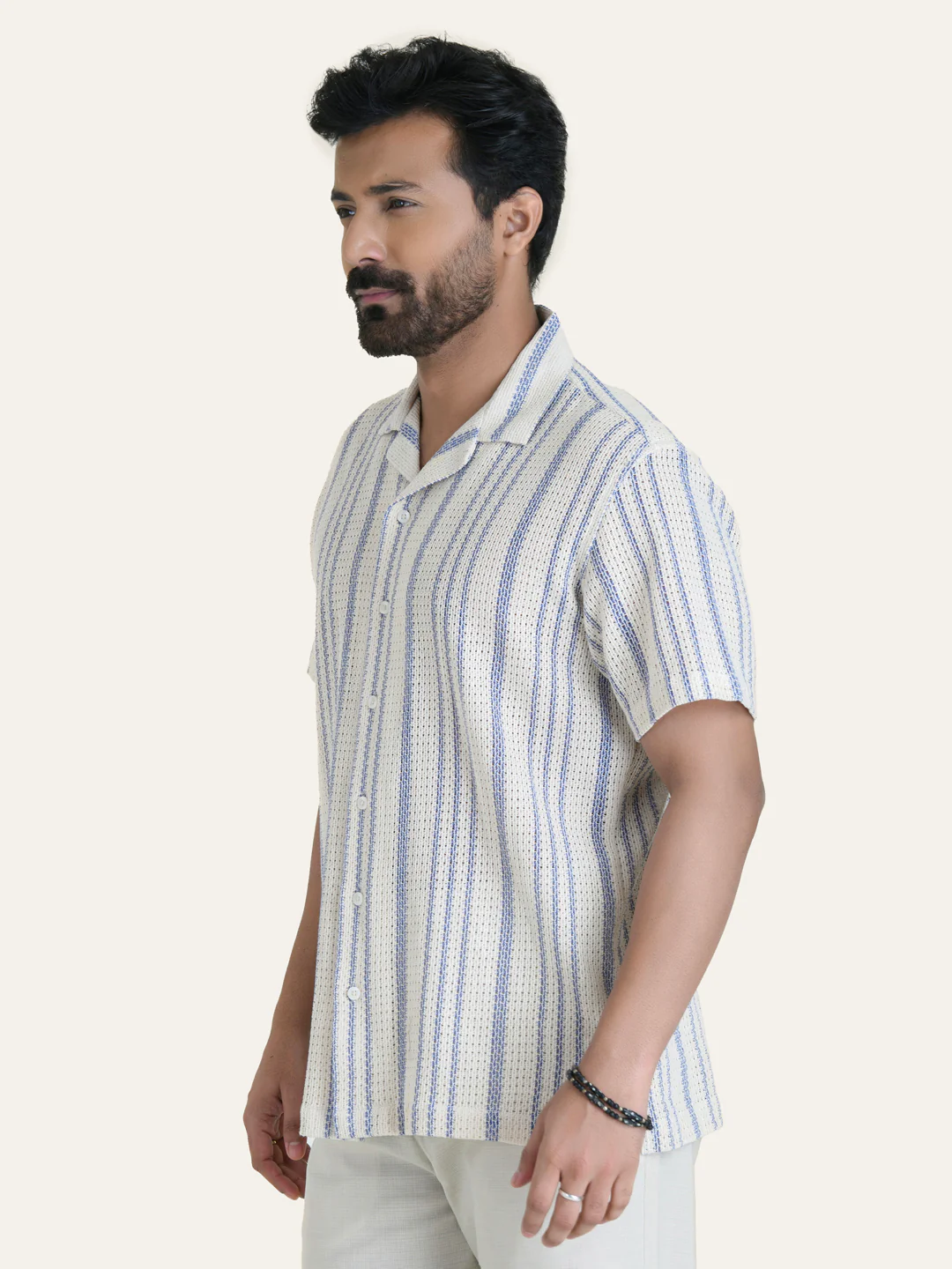Blue Striped Crochet Shirt - Image 3