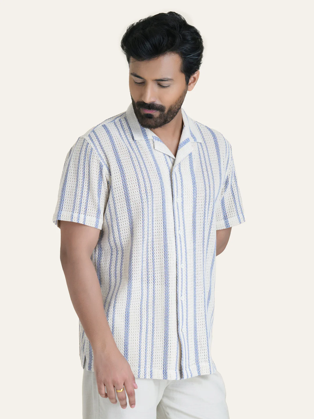 Blue Striped Crochet Shirt - Image 4