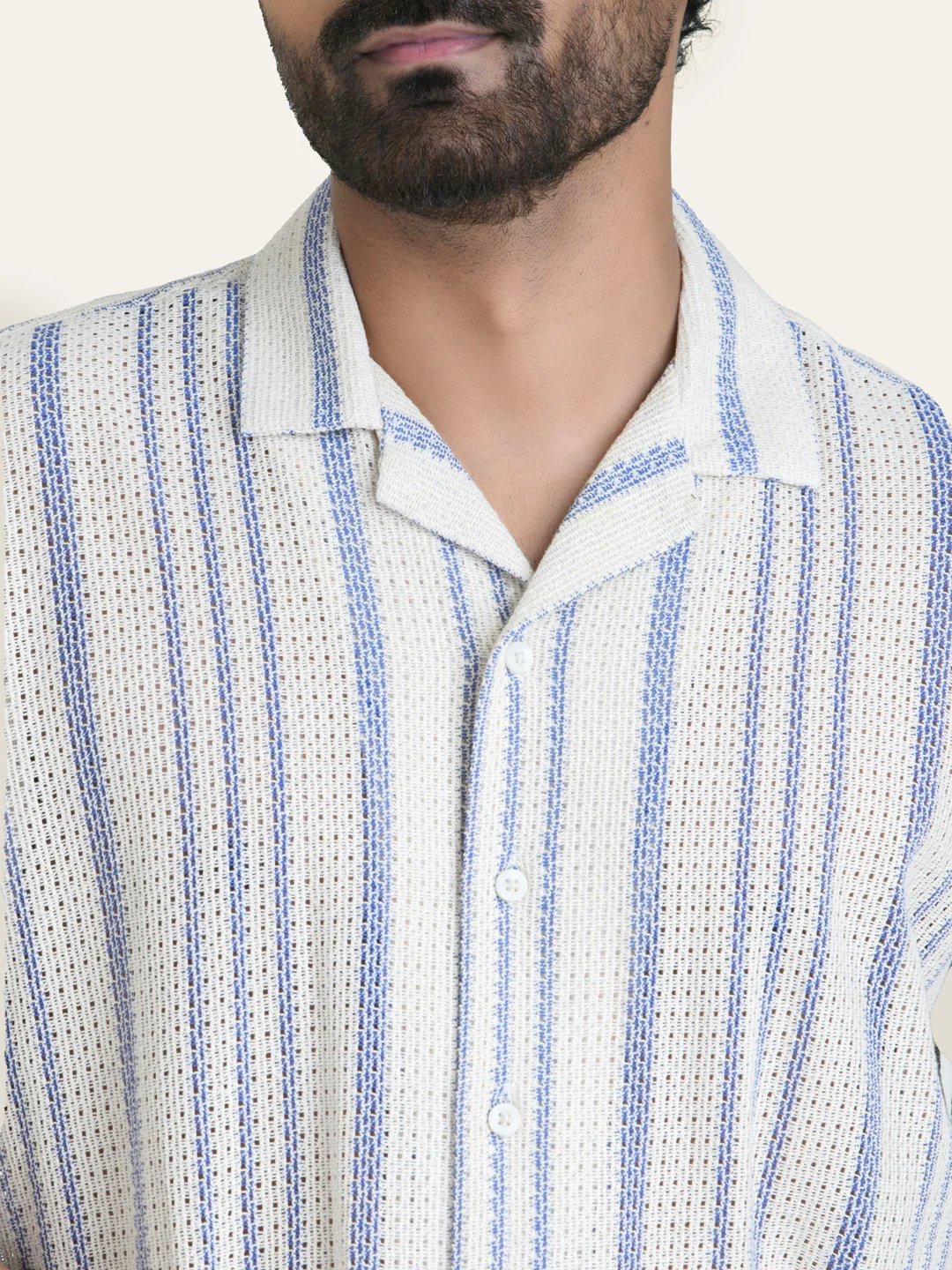 Blue Striped Crochet Shirt - Image 5