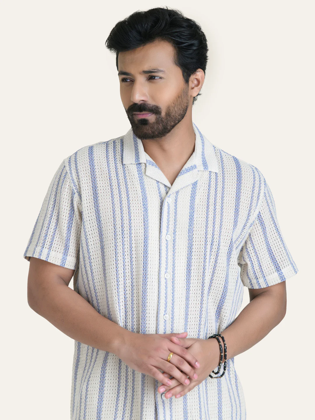 Blue Striped Crochet Shirt - Image 6