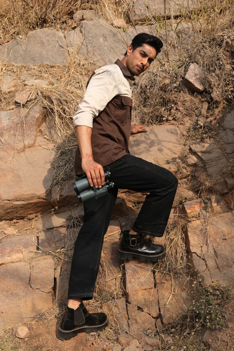 Brown & Cream Colour Blocked Shirt - Image 4