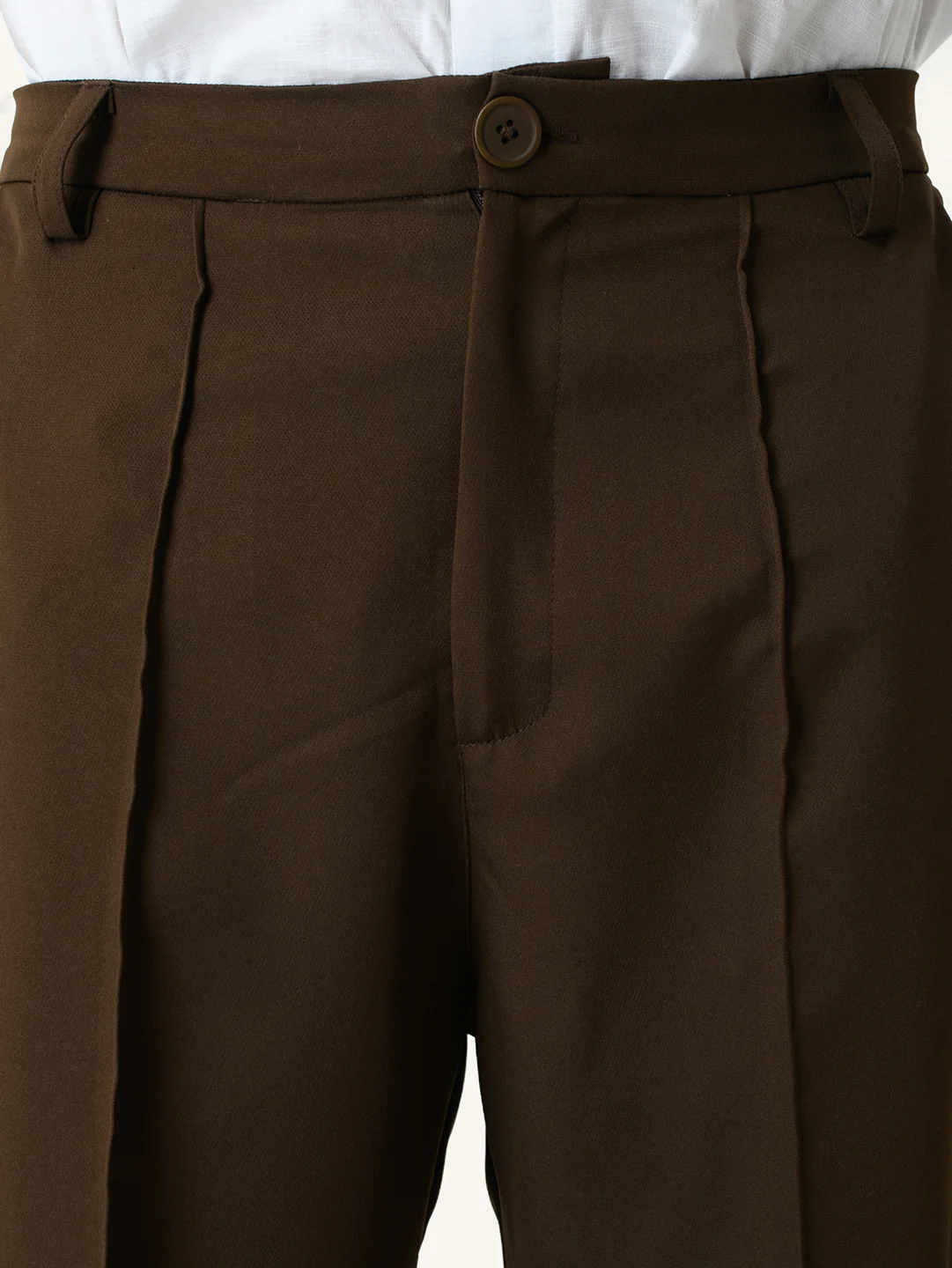 Brown Solid Pintuck Korean Pants - Image 3