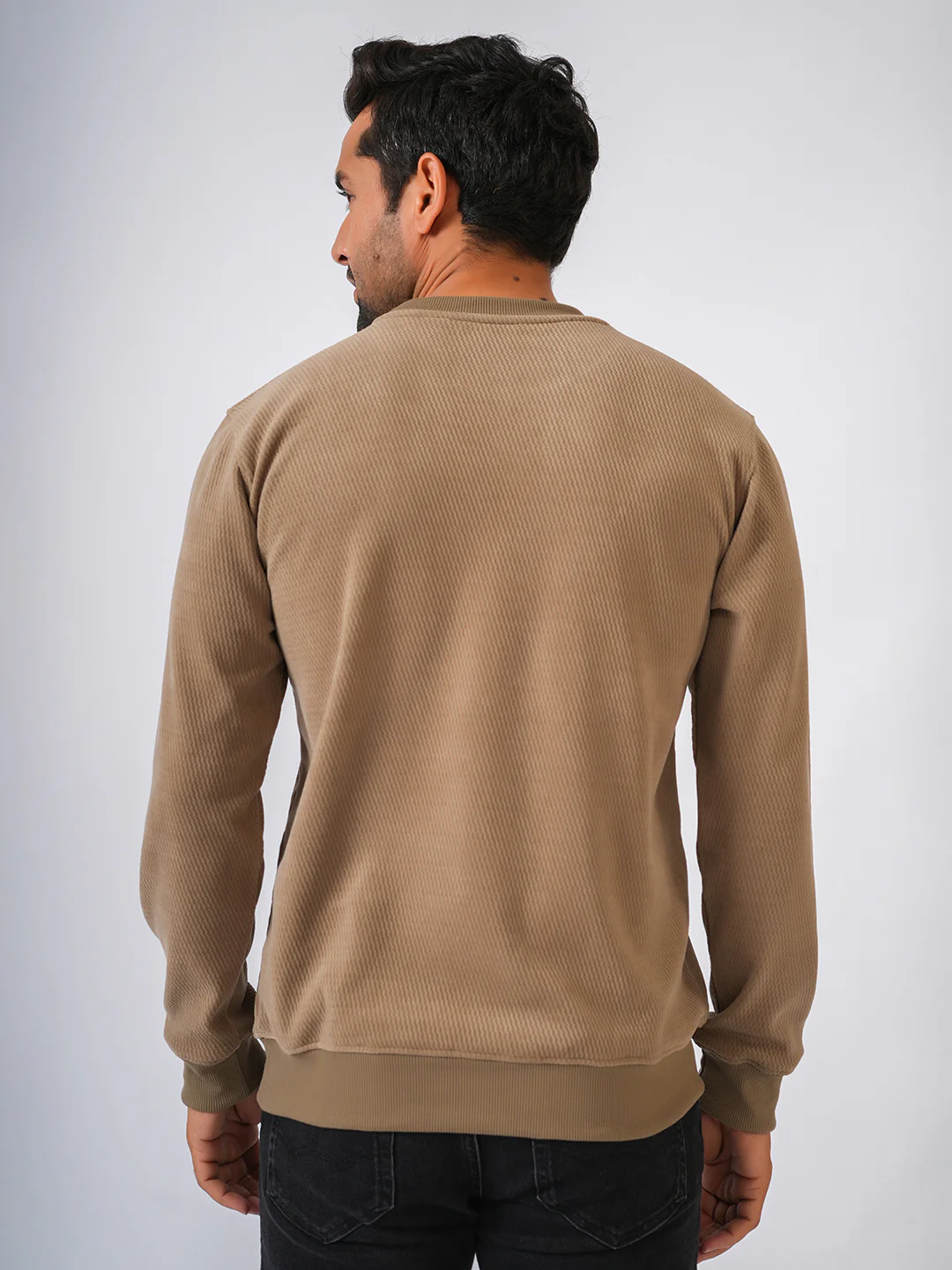 Fawn Solid textured Sweat Knit Sweater - Image 3