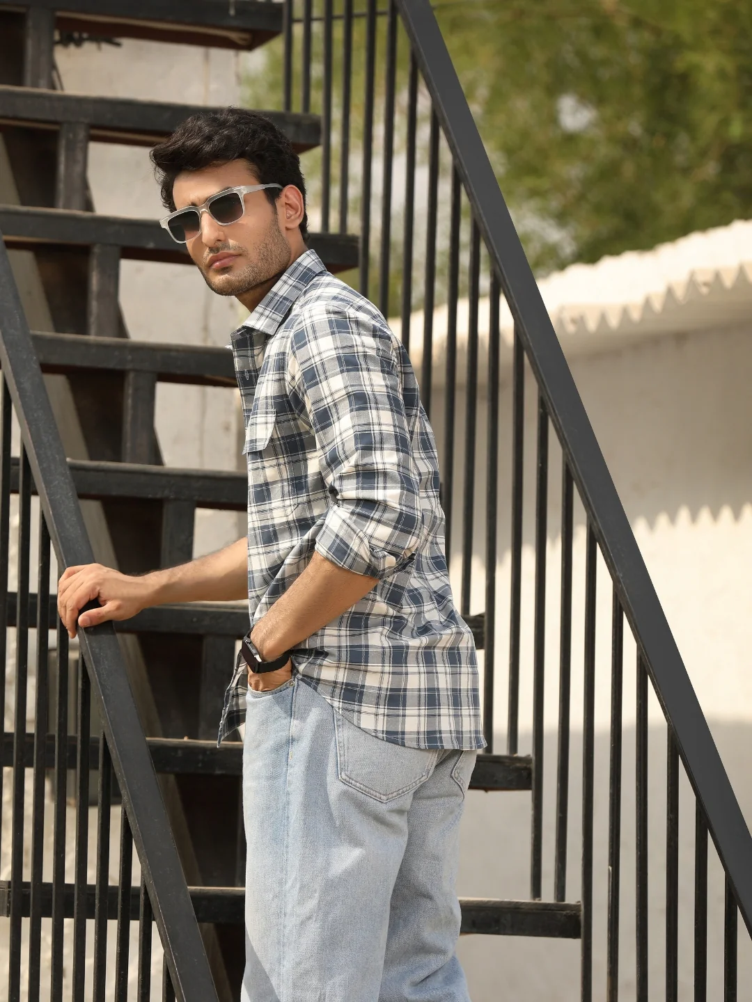 Cameo Blue checks shirt - Image 3