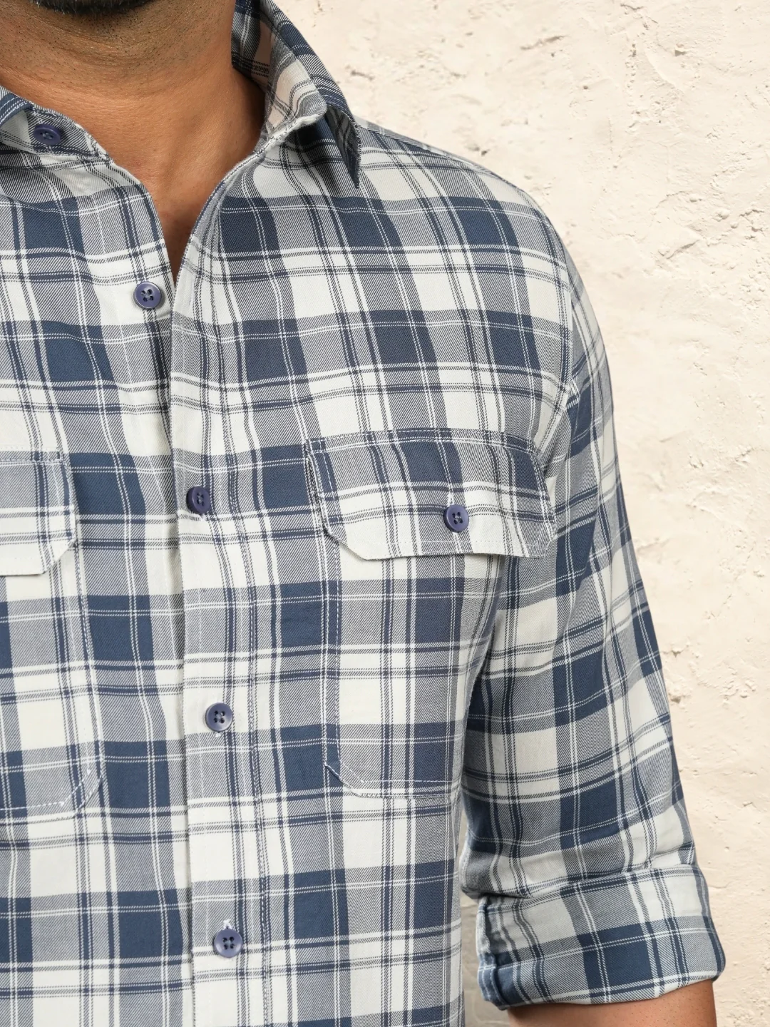 Cameo Blue checks shirt - Image 5