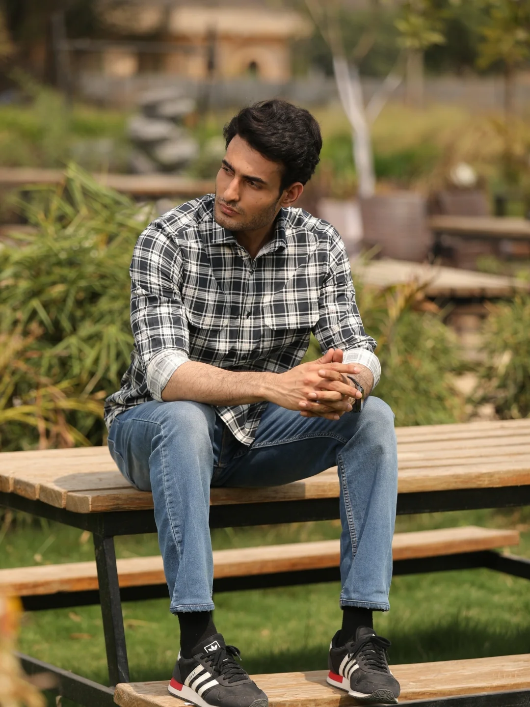 Dark navy blue checks shirt - Image 4