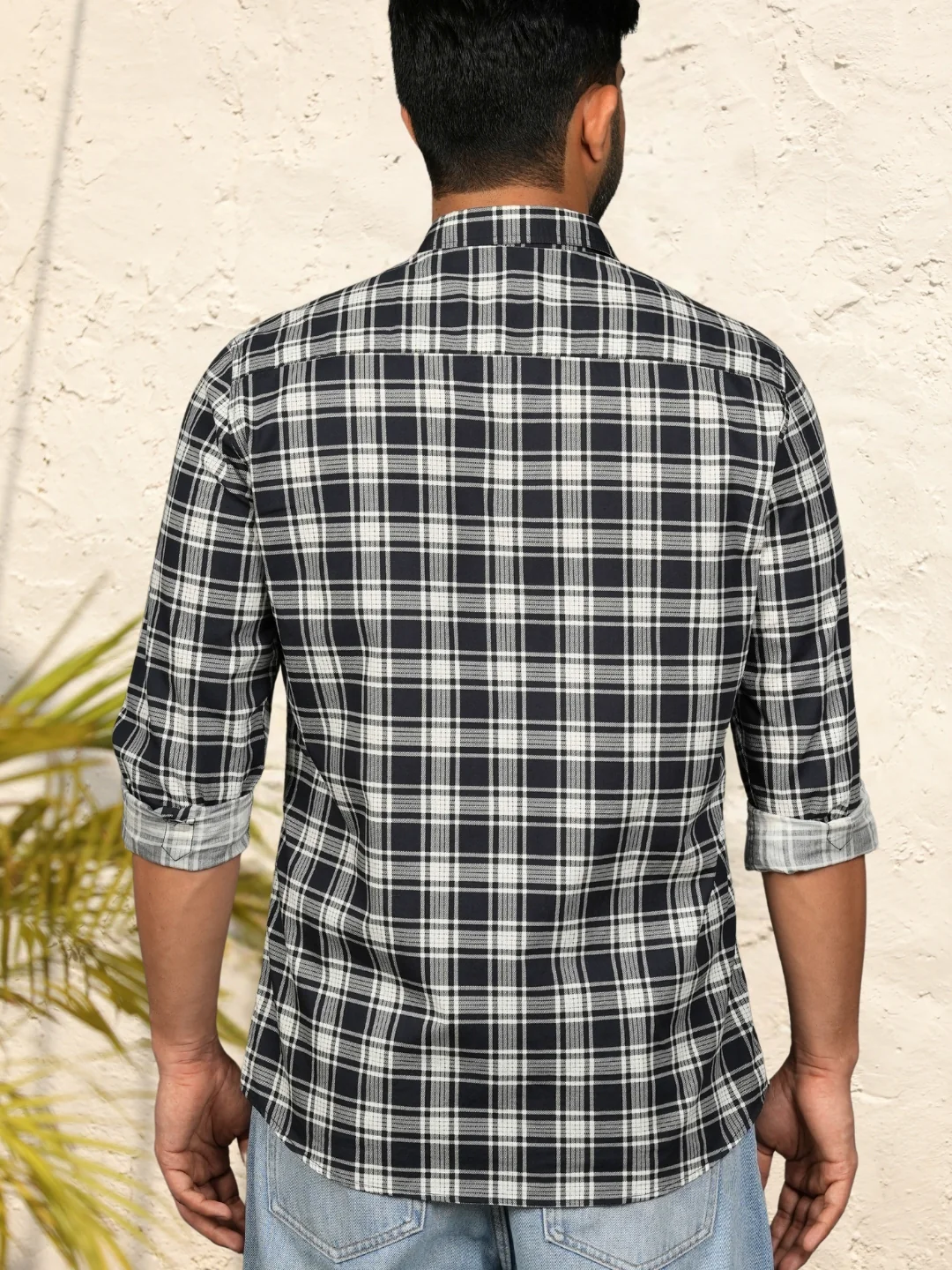 Dark navy blue checks shirt - Image 5