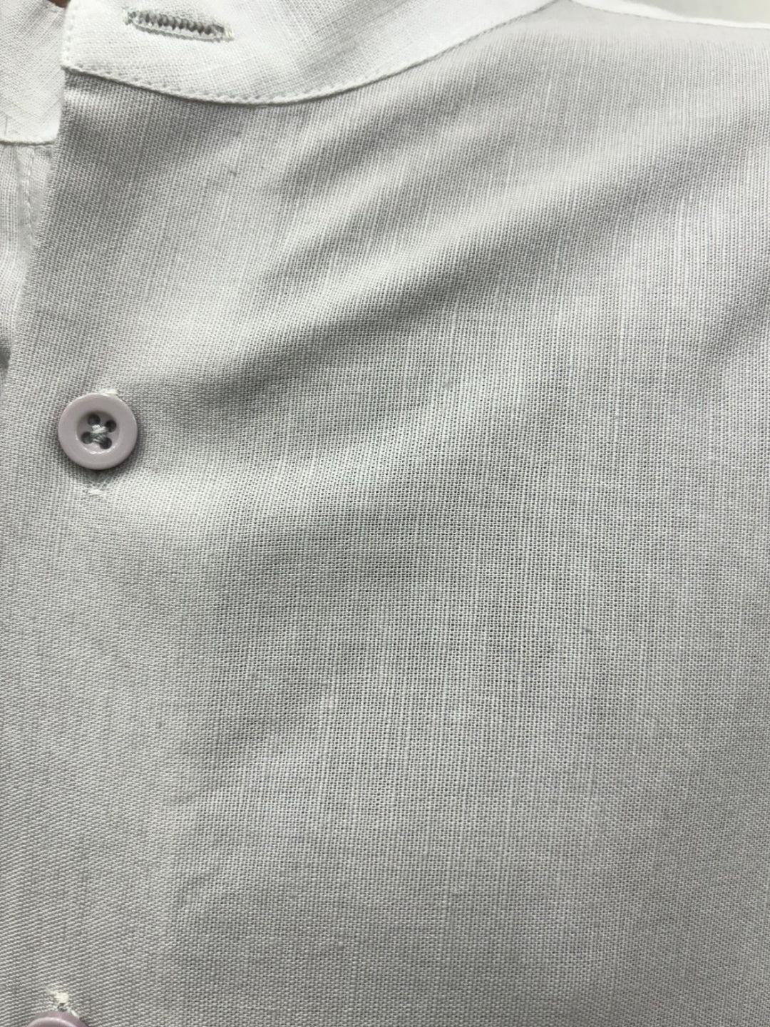Gray & White Linen Cotton Shirt - Image 5
