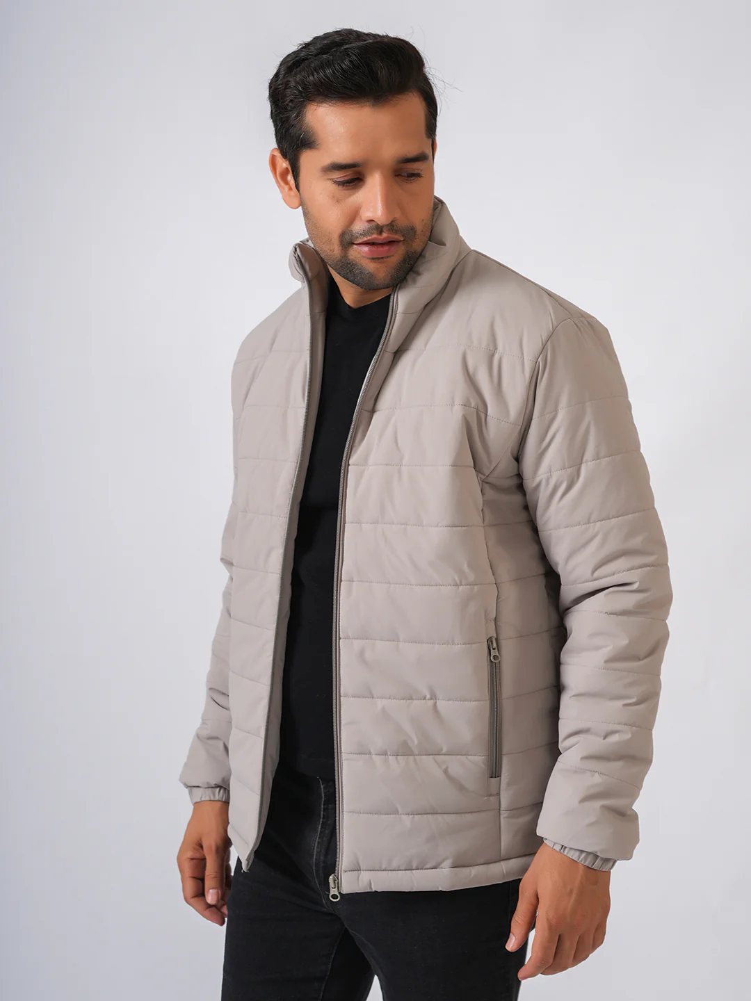 Ivory Solid Lightweight Puffer Jacket - Image 3