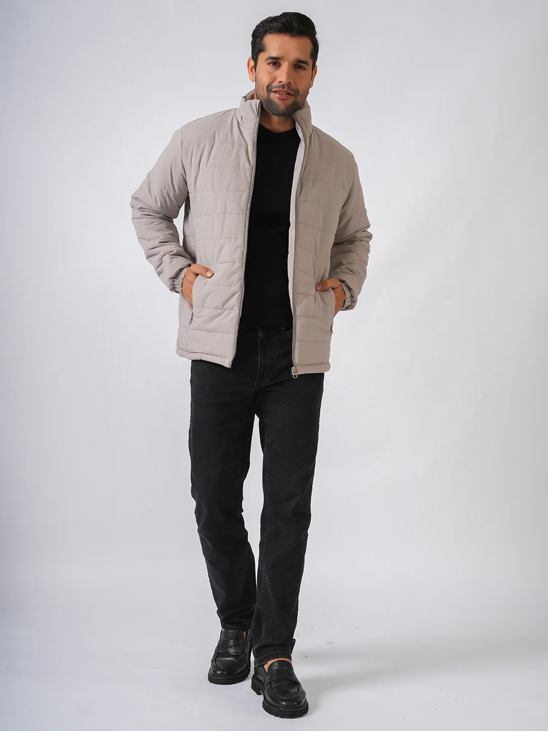 Ivory Solid Lightweight Puffer Jacket - Image 4