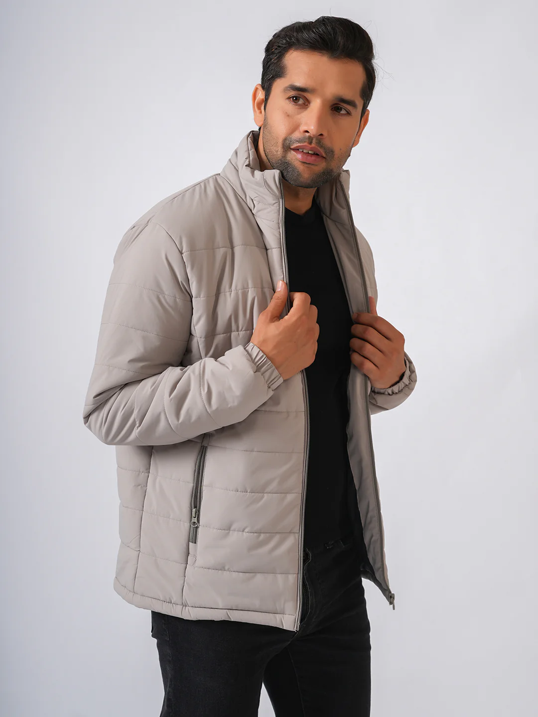 Ivory Solid Lightweight Puffer Jacket - Image 6