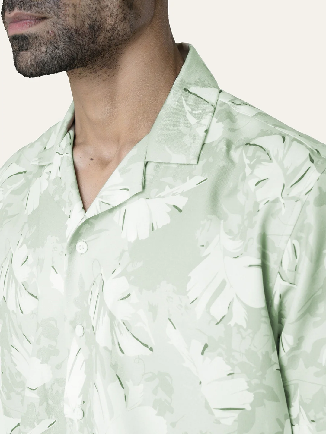 Light Green Printed Rayon Shirt - Image 5