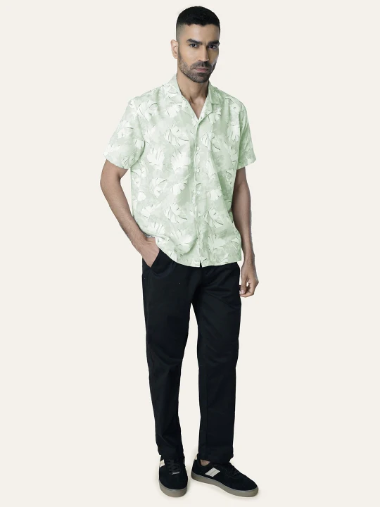 Light Green Printed Rayon Shirt - Image 6