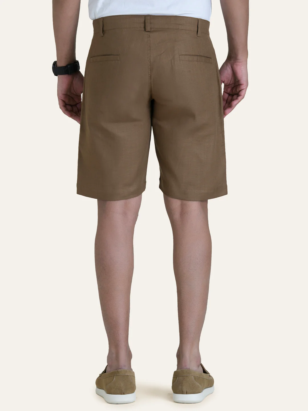 Linen Brown Solid Shorts - Image 5