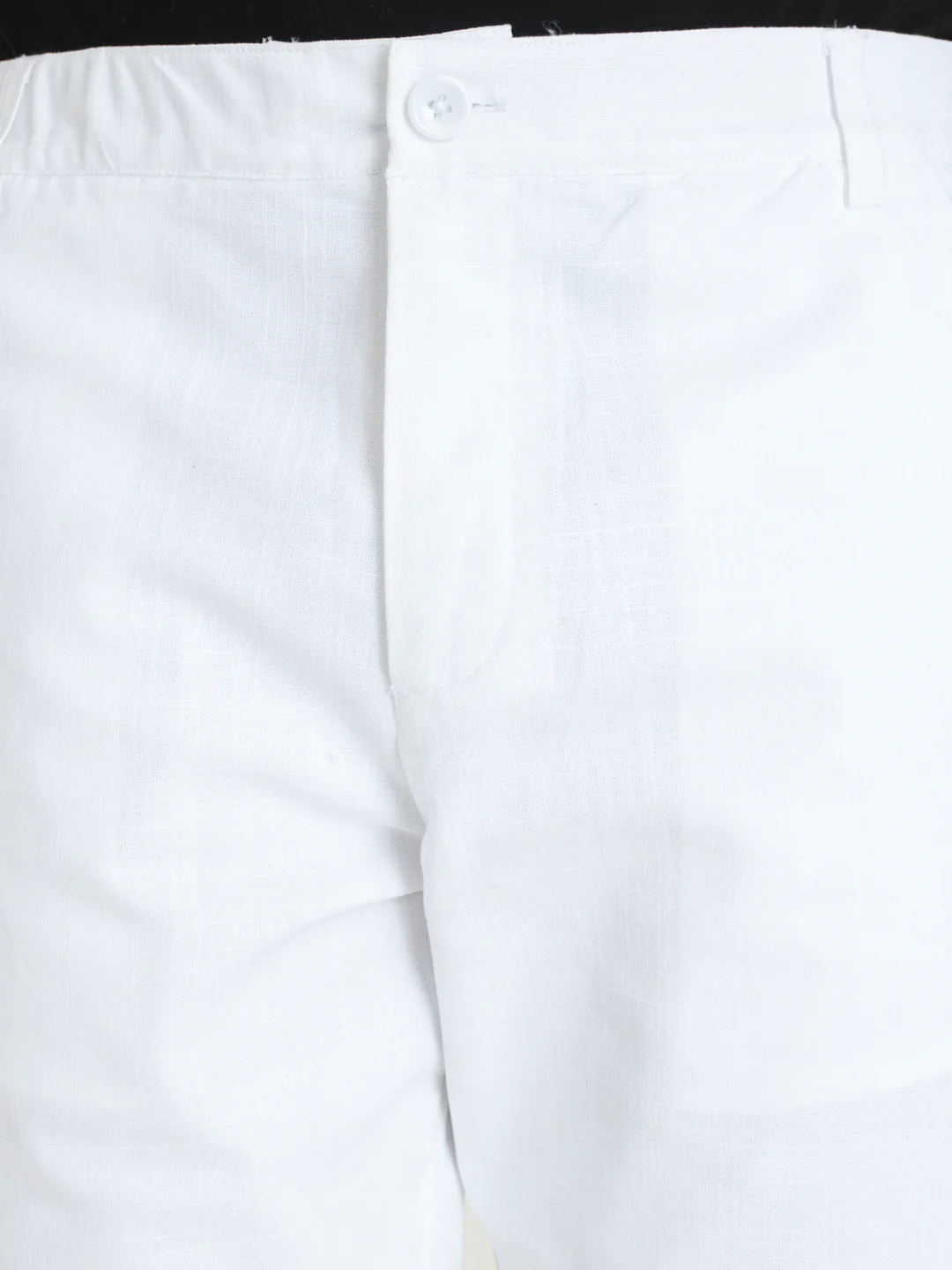 Linen White Solid Shorts - Image 3