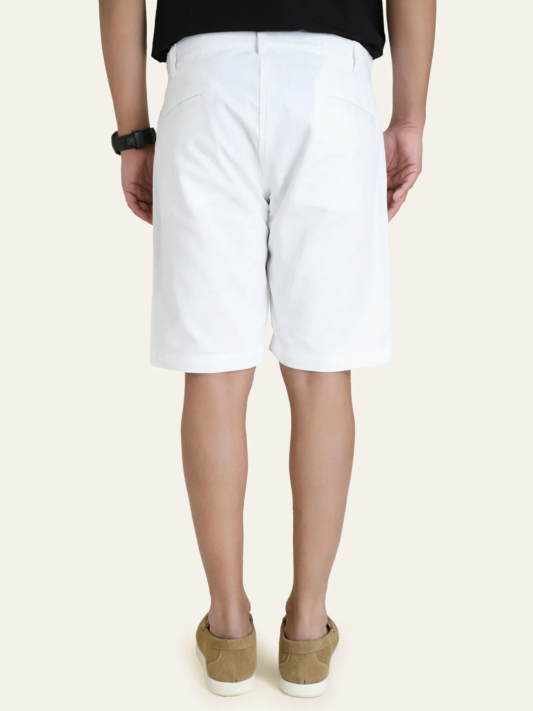 Linen White Solid Shorts - Image 4