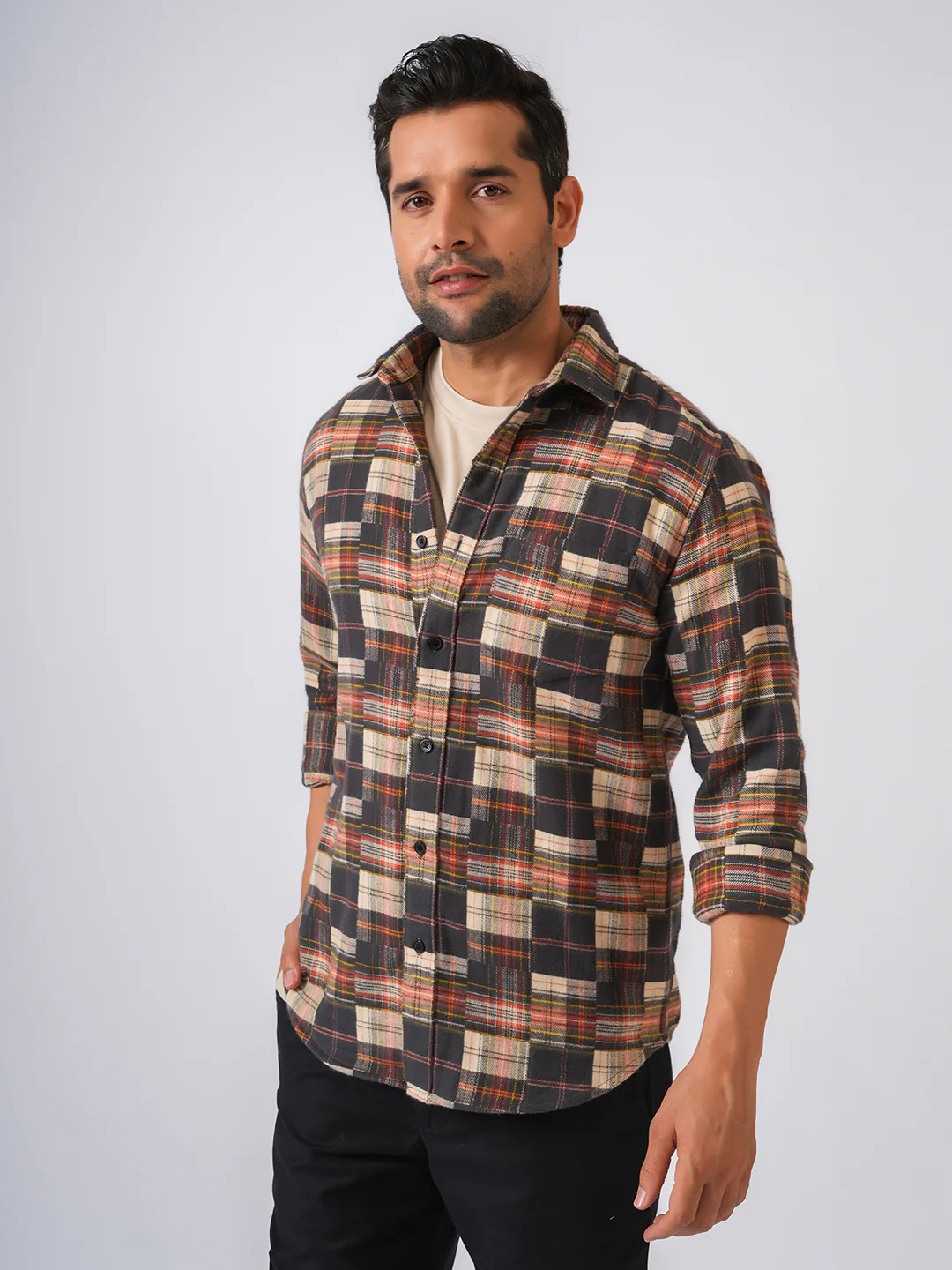 Red Flannel Checked Slim Fit Shirt - Image 4