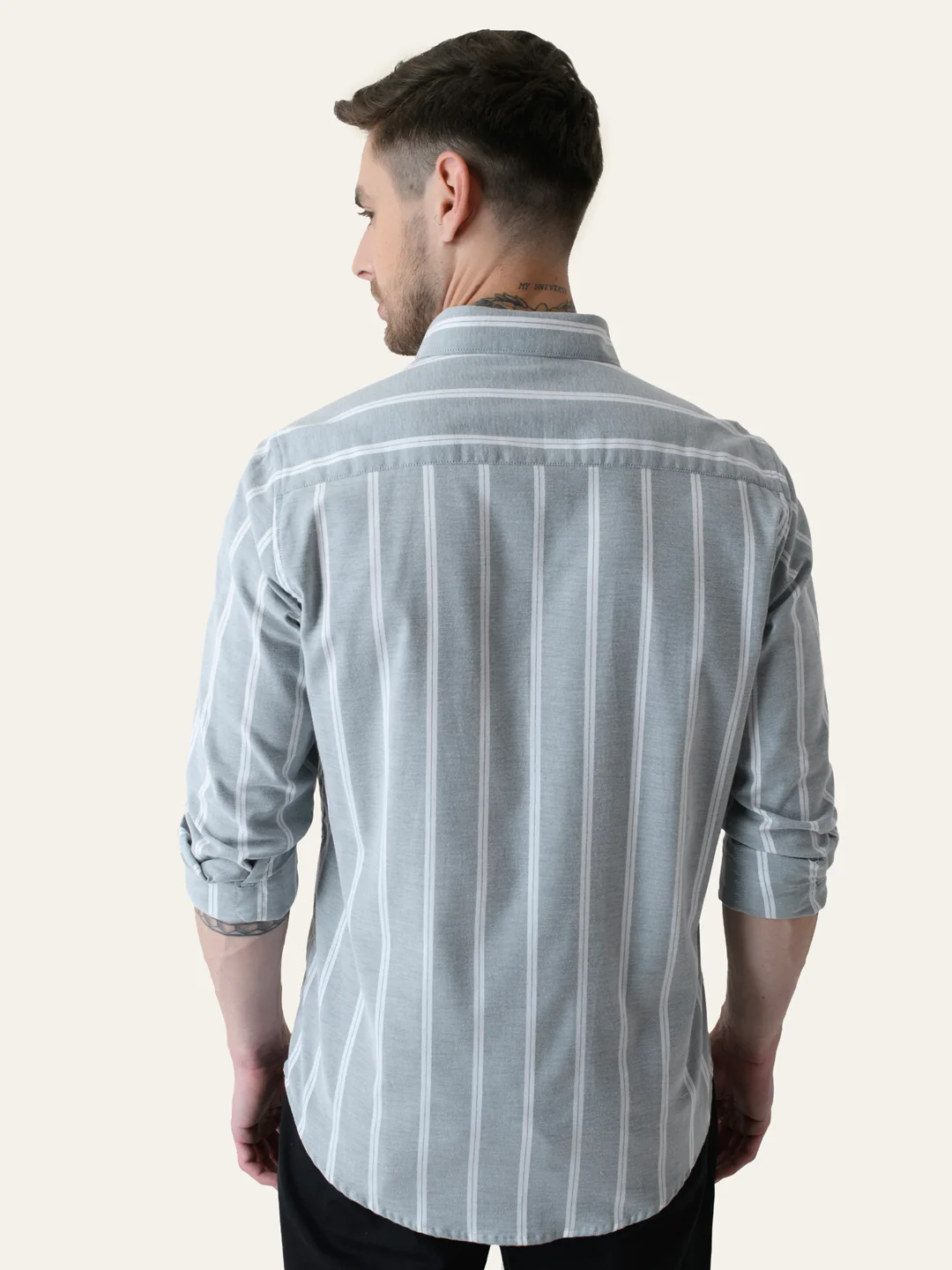 Mint Green Cotton Stripes Shirt - Image 4