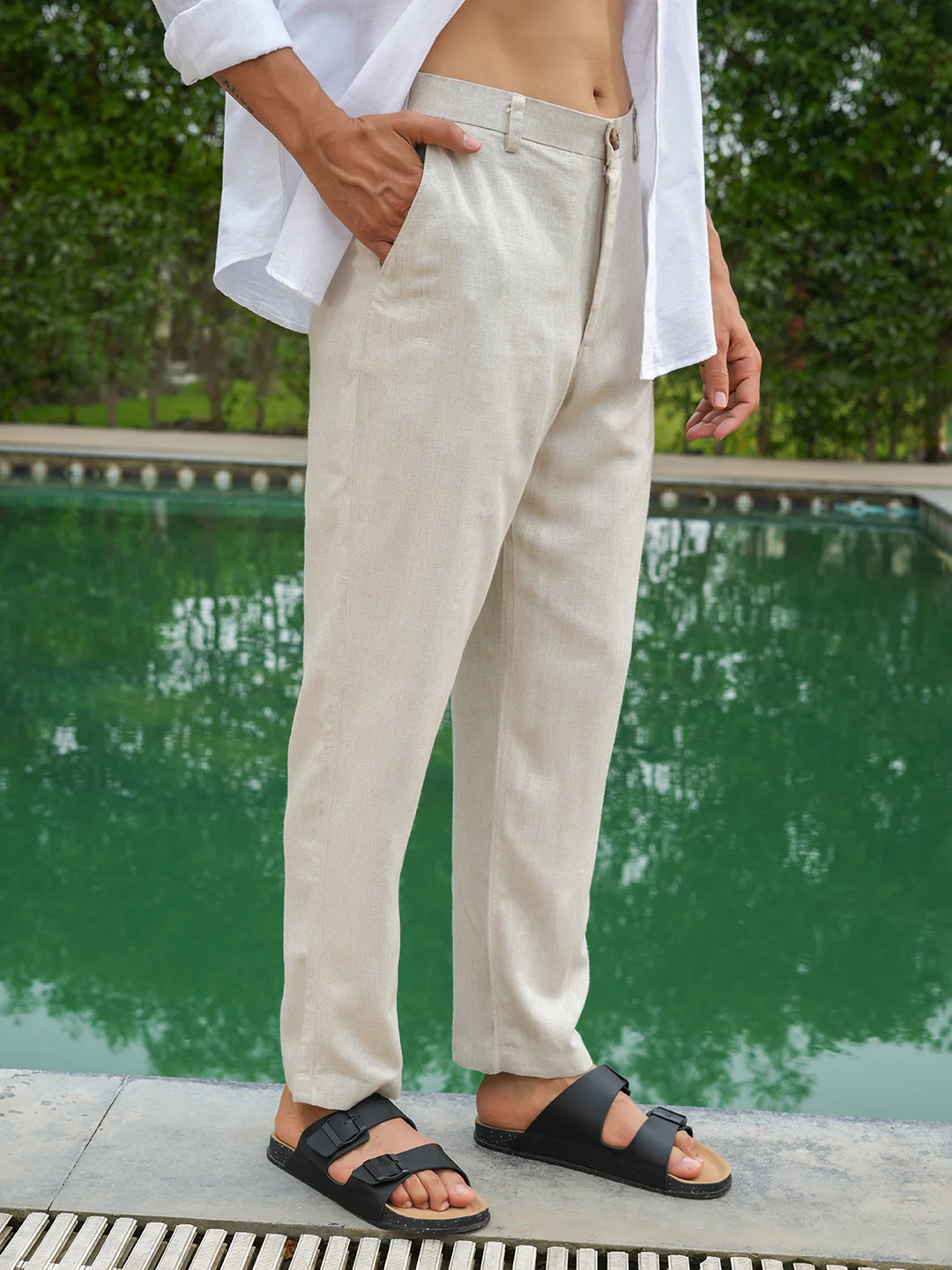 Natural Grain Solid Linen Trouser - Image 3