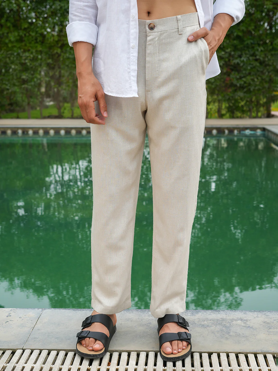 Natural Grain Solid Linen Trouser - Image 5