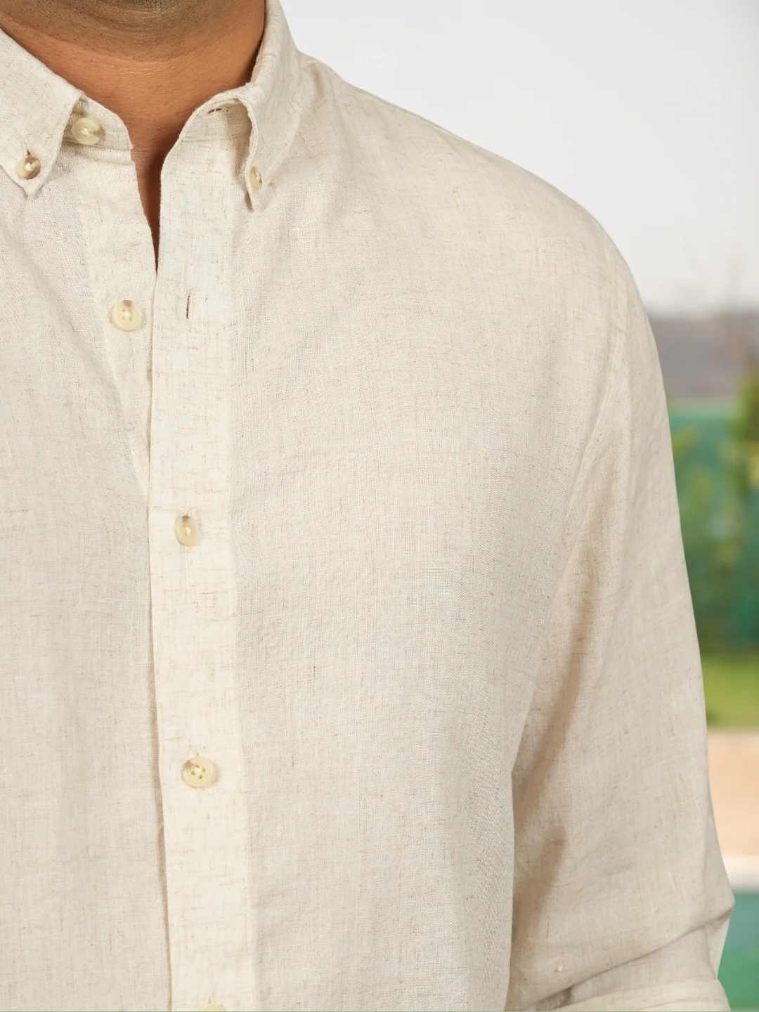 Natural Grain Ivory Pre-Washed Linen Cotton Shirt - Image 3