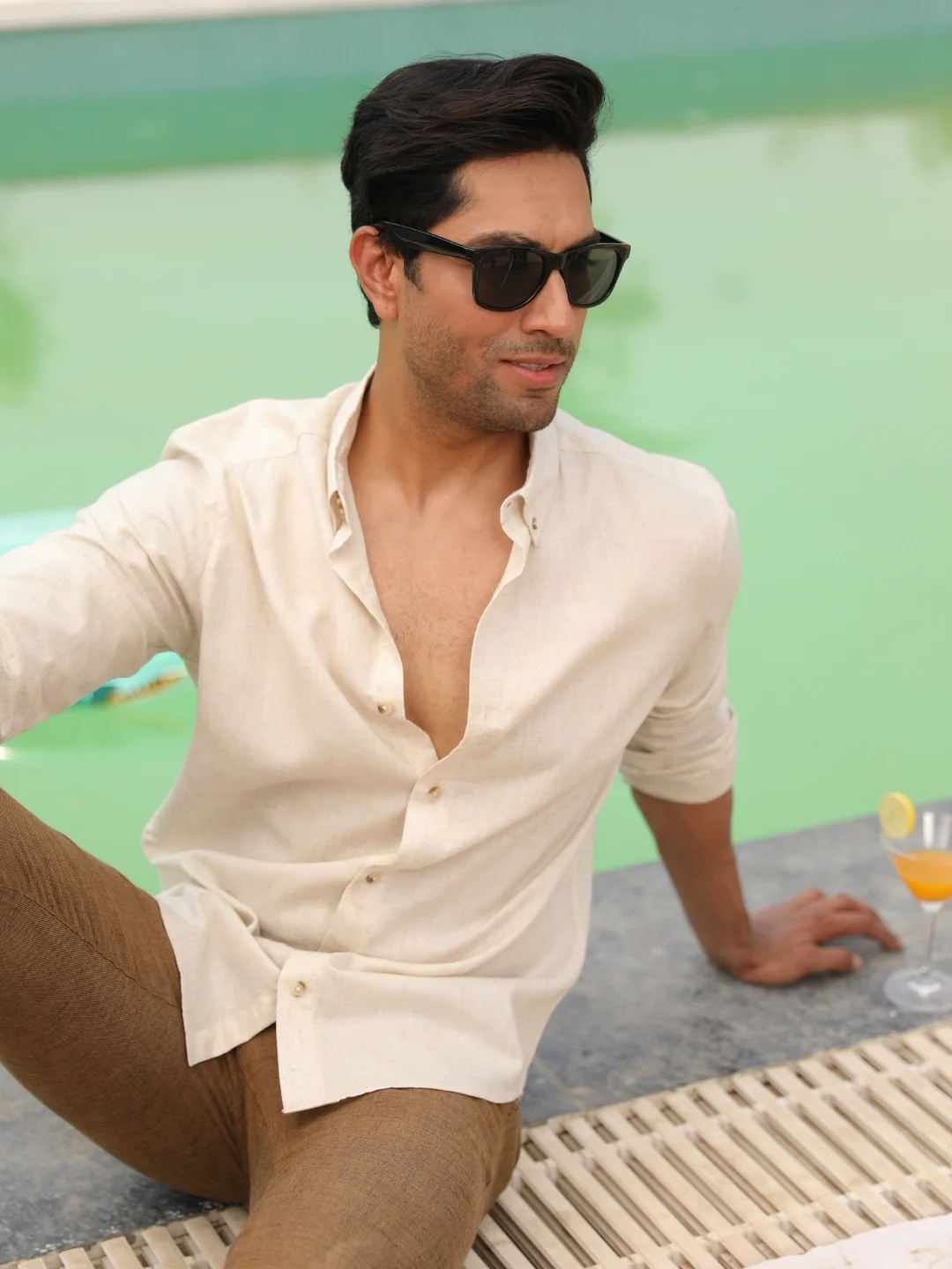 Natural Grain Ivory Pre-Washed Linen Cotton Shirt - Image 4