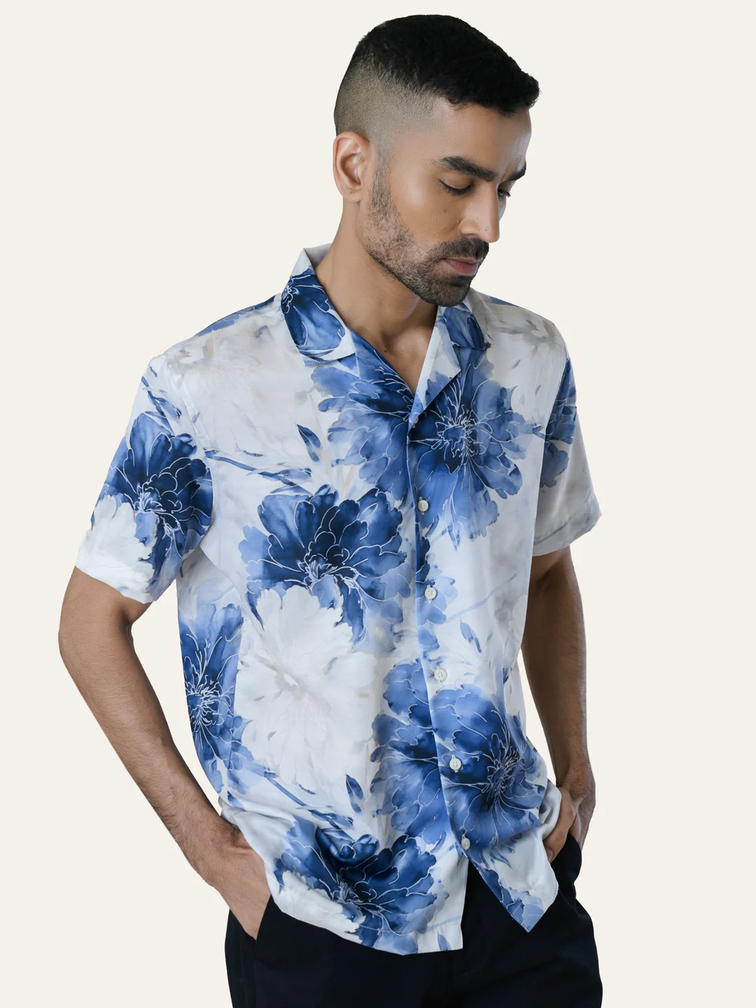 Off White Printed Rayon Shirt - Image 3