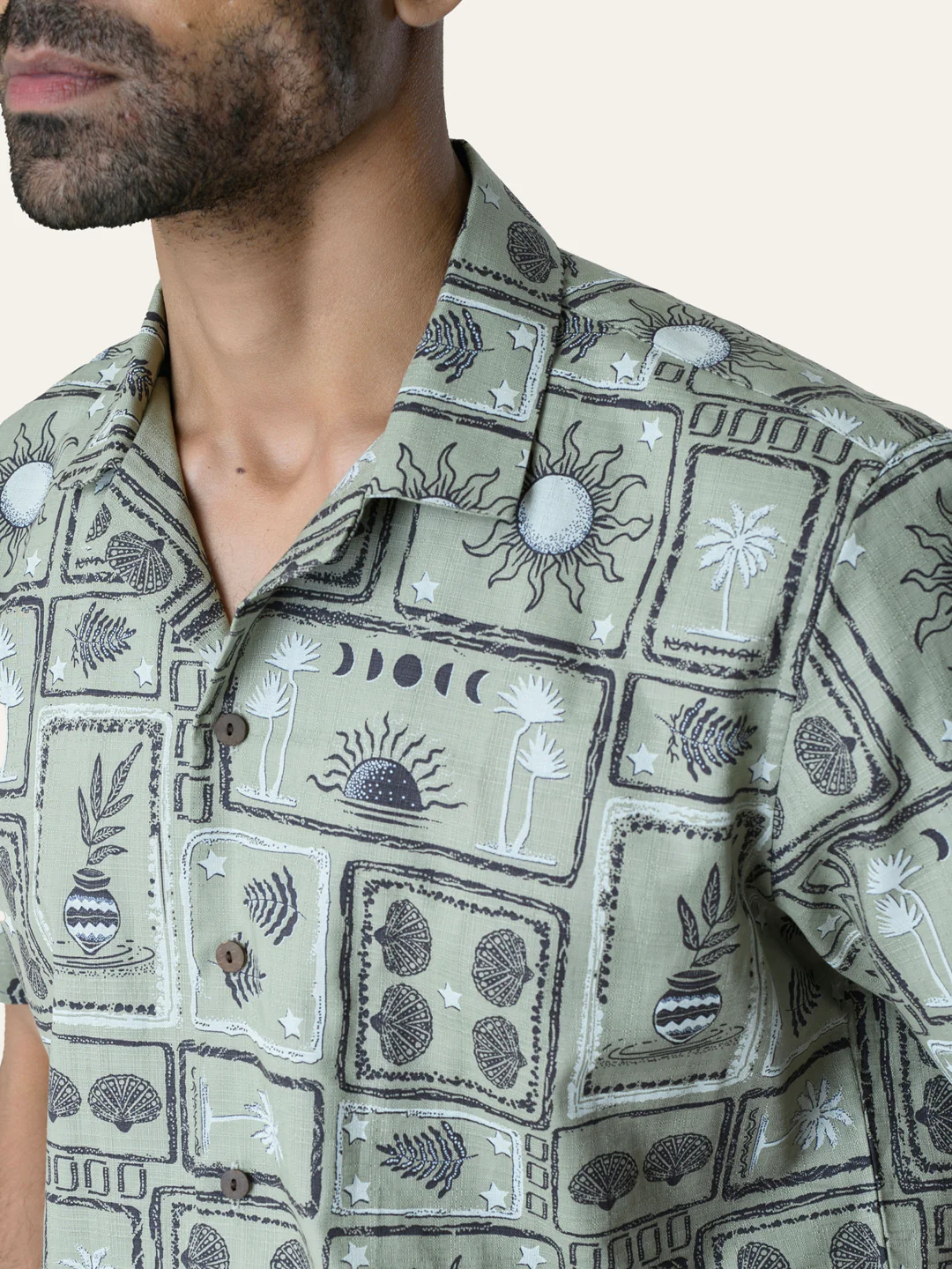 Pista Green Printed Cotton Shirt - Image 6