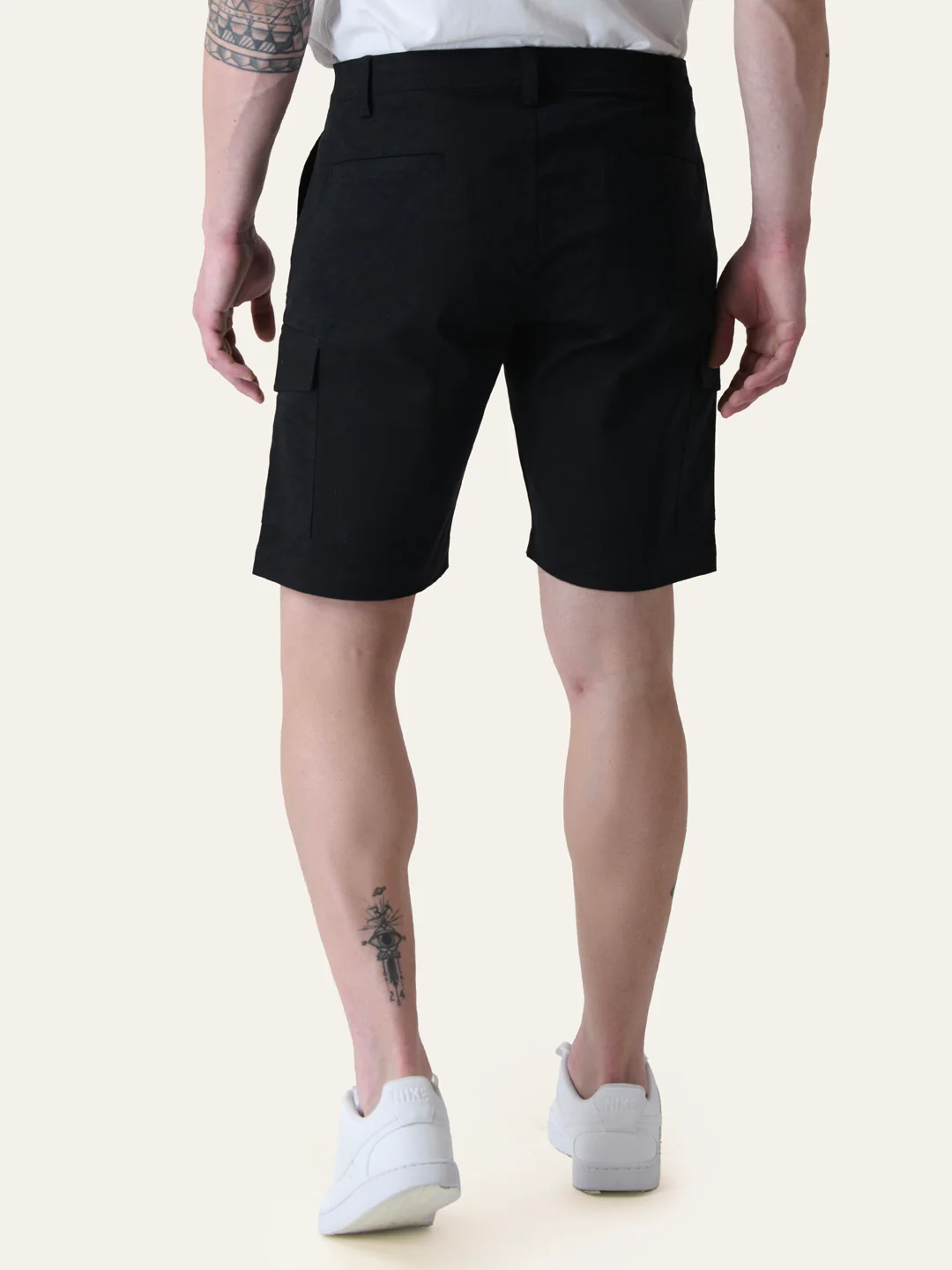 Twill Cotton Black Solid Shorts - Image 4